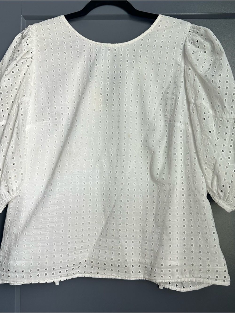 a new day White Eyelet Puff-Sleeve Blouse